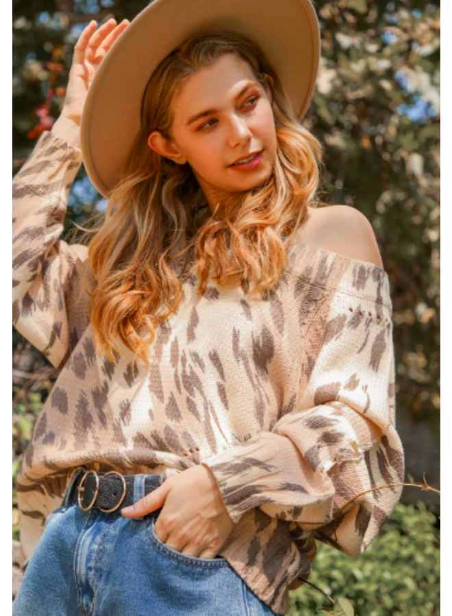 Distressed leopard sweater sale
