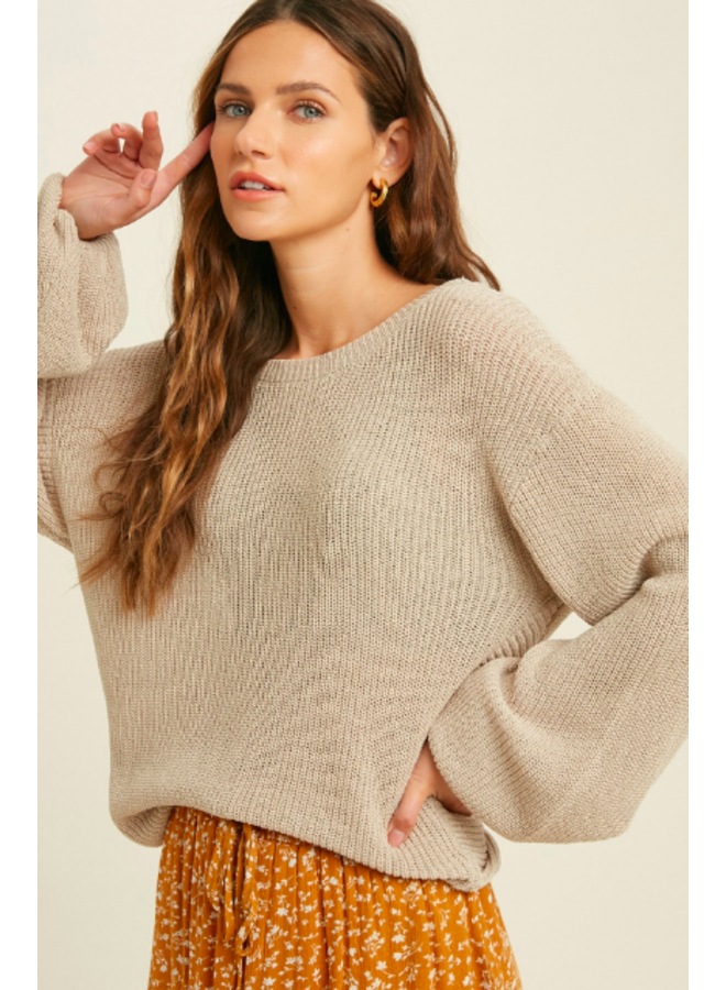 Taupe Open Twist Back Sweater by Wishlist - Taupe