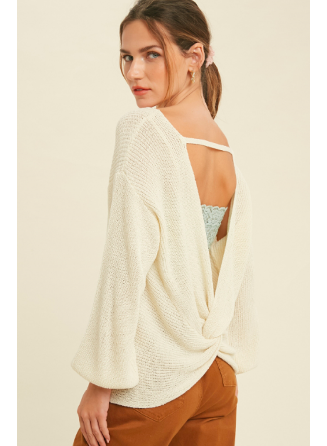 Cream Open Twist Back Sweater by Wishlist - Cream