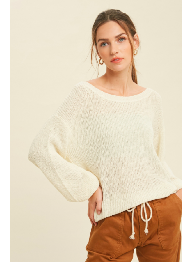 Cream Open Twist Back Sweater by Wishlist - Cream