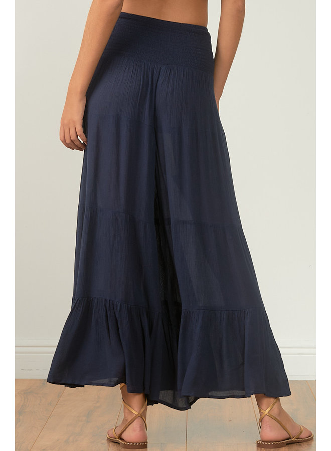 Gauze Wide Leg Pants by Elan - Navy Blue