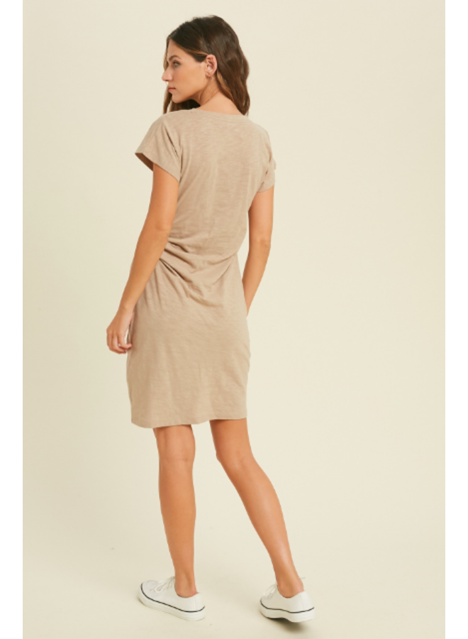 T Shirt Dress w/ Tie Side by Wishlist - Taupe - Miss Monroe Boutique