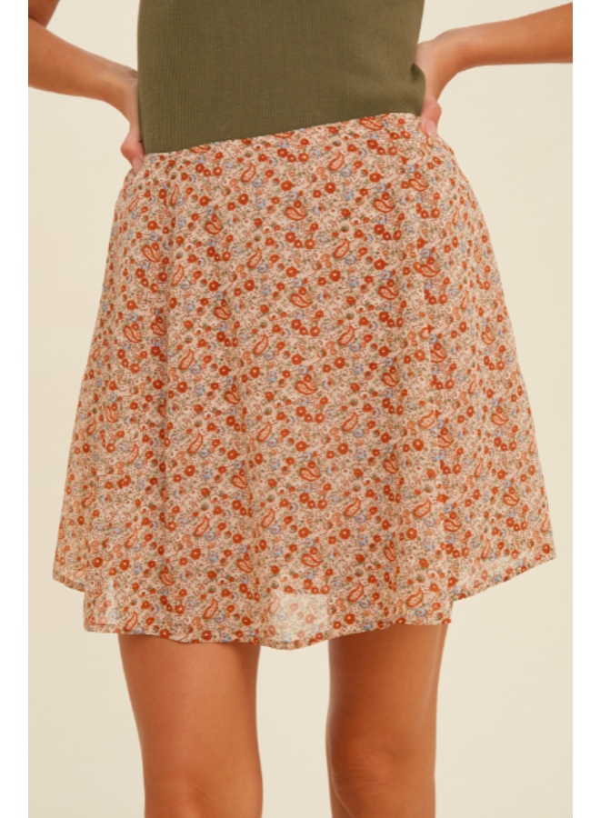 Volto Mini Skirt in Washed Out Pastel Floral