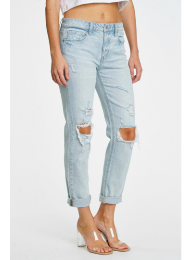 Frankie Mid Rise Girlfriend Jeans by Eunina - Low Blow LT