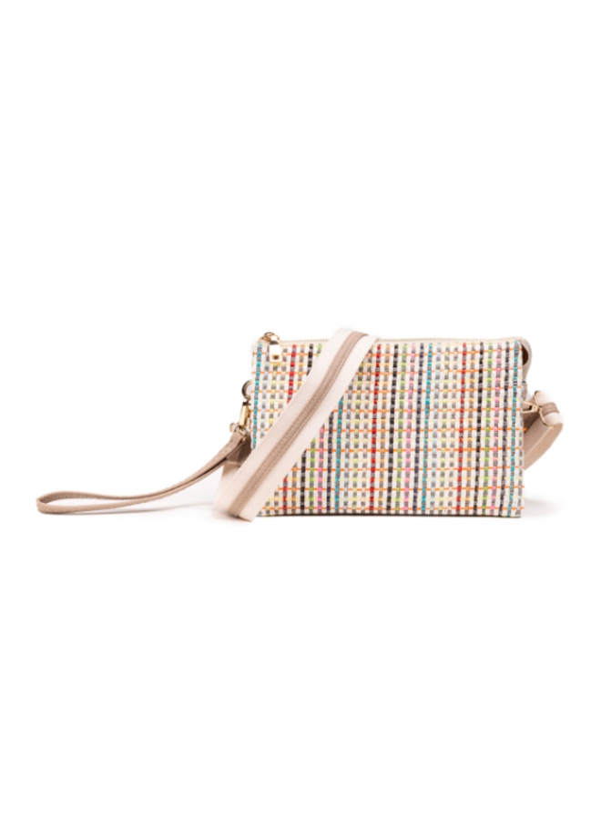 Izzy Cross Body Purse with Guitar Strap - Rainbow Woven