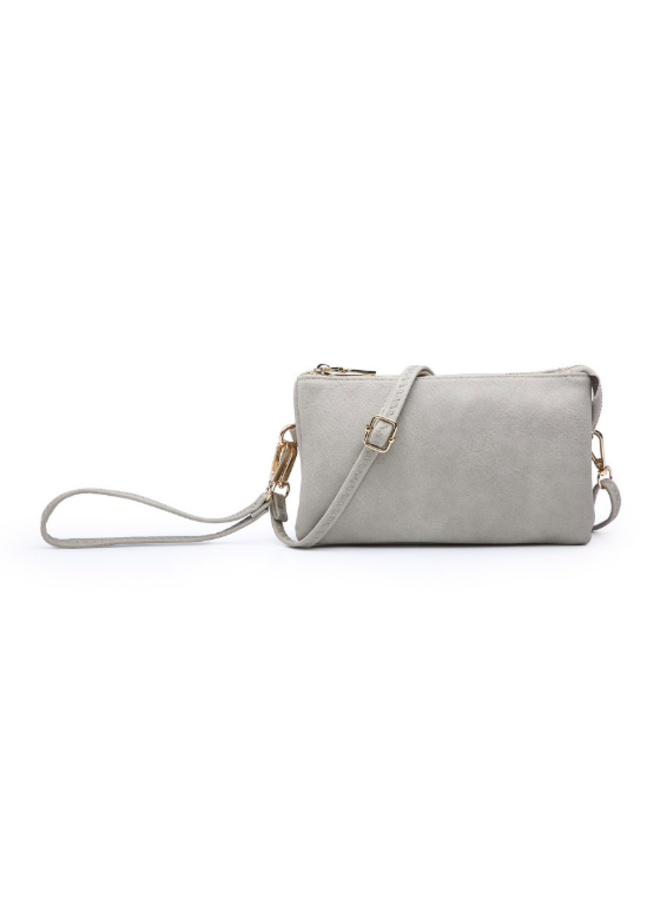 Riley Convertible Cross Body Purse, Wristlet or Clutch -  Light Grey