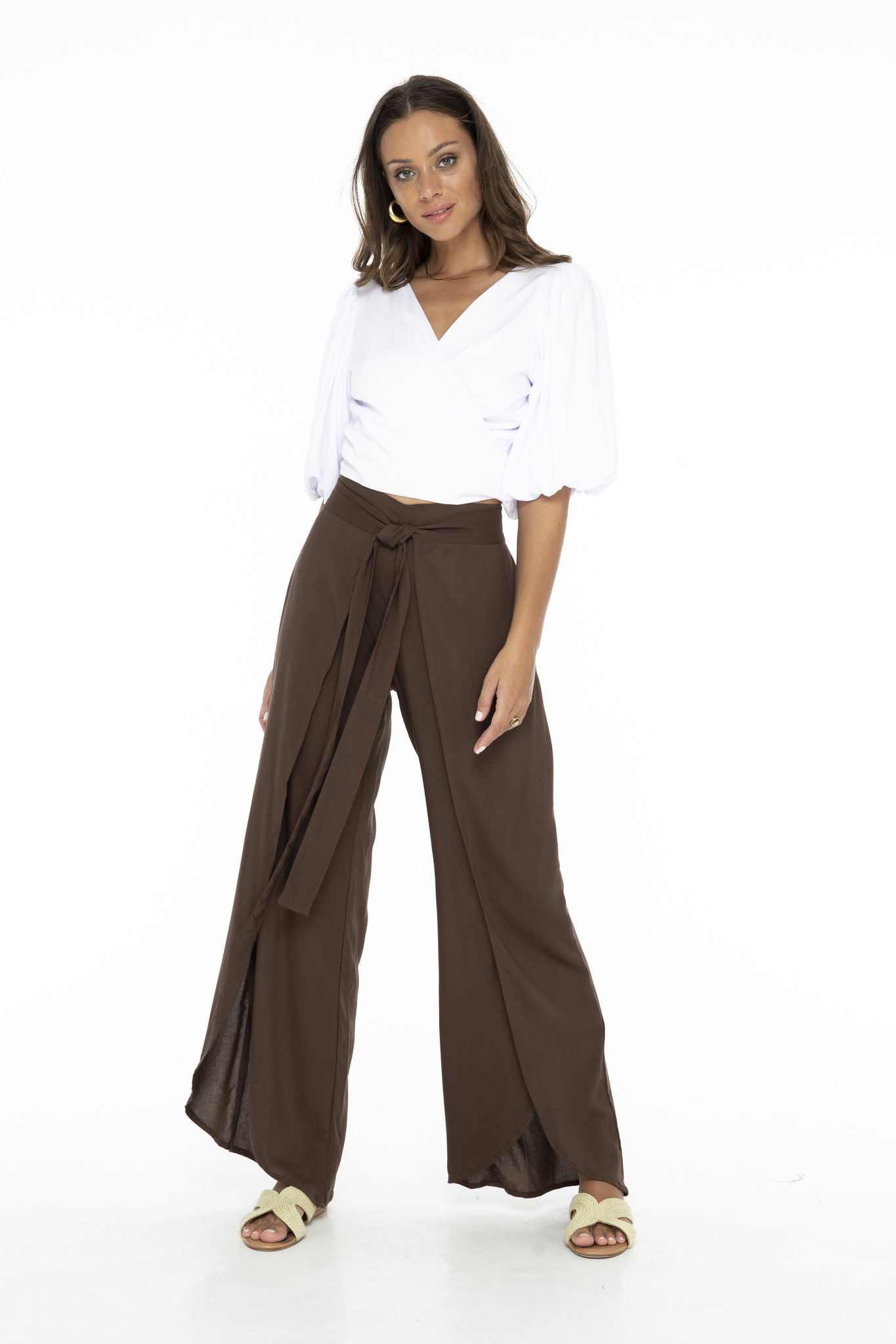 Tuphregyow Women's High Waist Baggy Wrap Pants Clearance Drawstring Fashion  with Pockets Pants Trendy Fitting Pleated Wide Leg Leisure Flowy Pants New  Style Solid Beige XL - Walmart.com