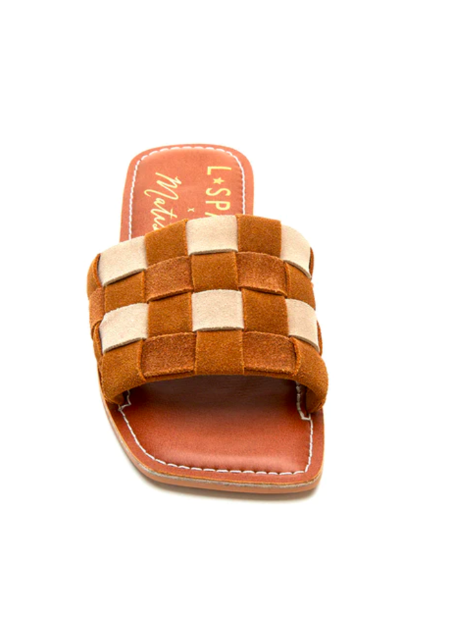 Checkerboard Slide Sandals - Soleil by Matisse - Tobacco  &  Bone