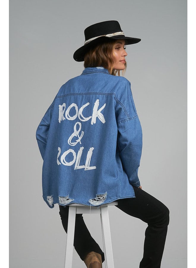 Rock  & Roll Distressed Jean Jacket  - By Elan