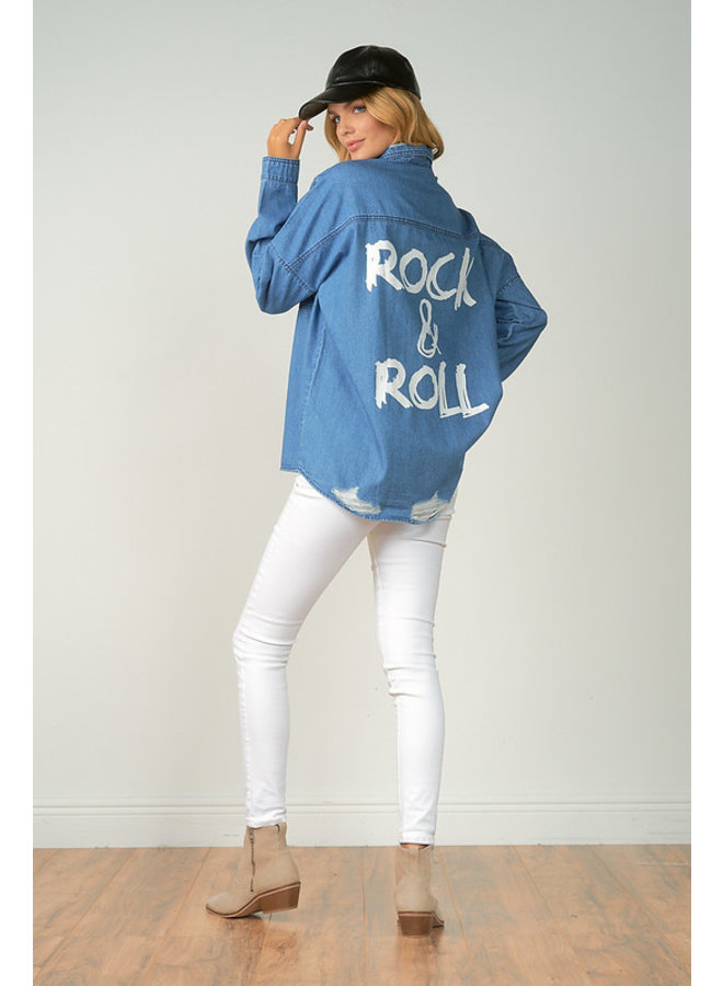 Rock  & Roll Distressed Jean Jacket  - By Elan