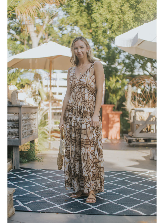 Juliana Floral Maxi Dress by Free People - Sand Brown Floral