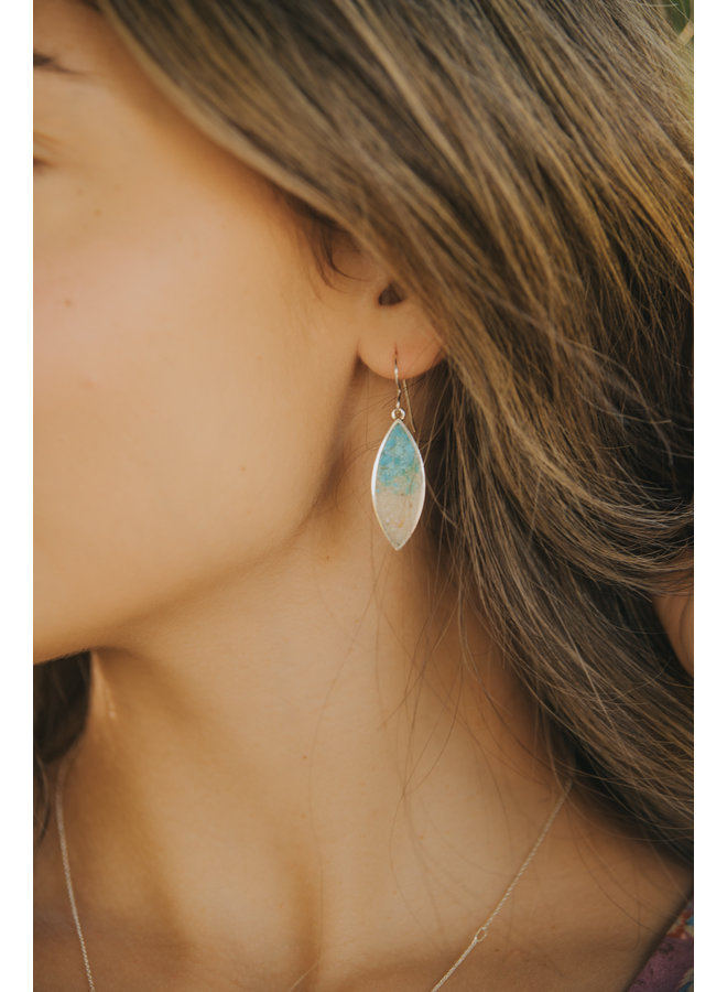 Luxe Dune Marquise Earrings -  Sterling Silver  - Islamorada Sand Turquoise by Dune