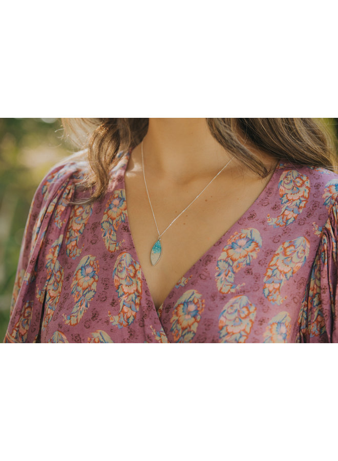 Luxe Dune Marquise  Necklace -  Sterling Silver  - Islamorada Sand Turquoise by Dune