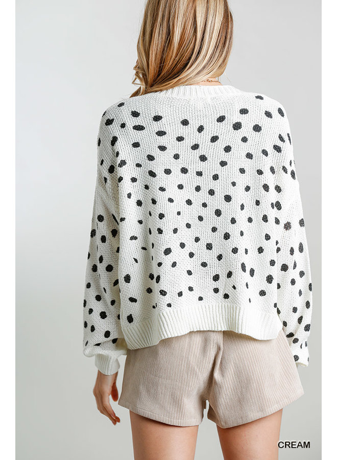 Dalmation Spot Cardigan - White, Black