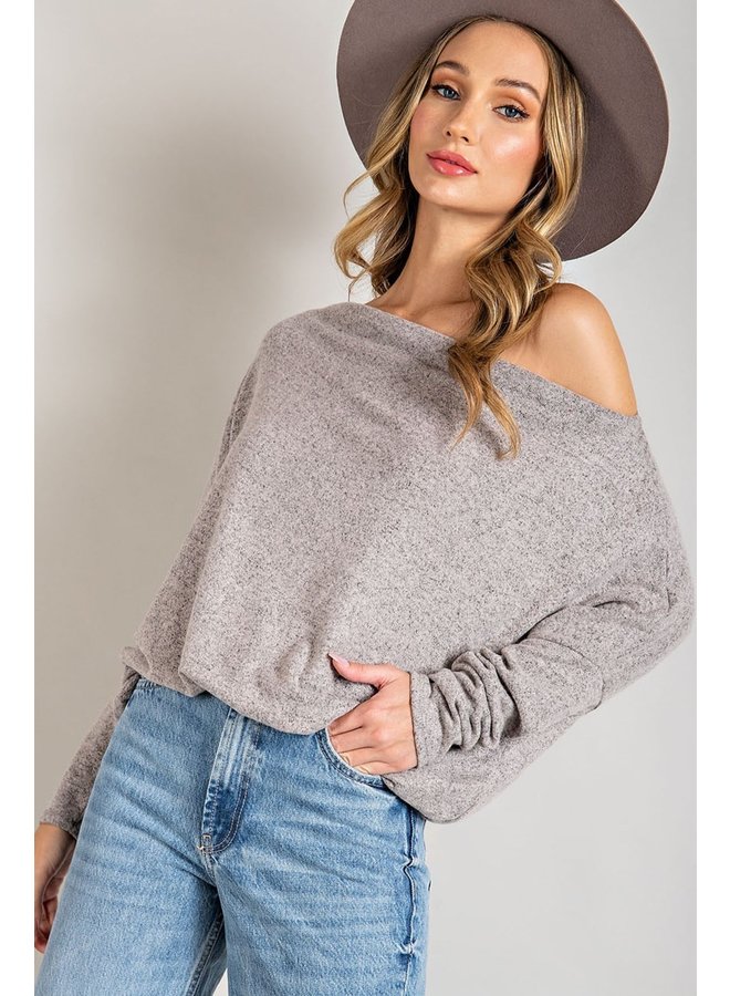 Off Shoulder Sweater Top by Eesome - Oatmeal