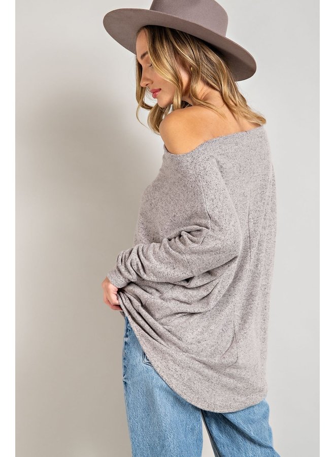 Off Shoulder Sweater Top by Eesome - Oatmeal