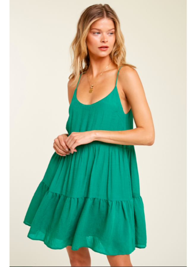 Tiered Mini Dress w/ Tie Back by Wishlist - Kelly Green