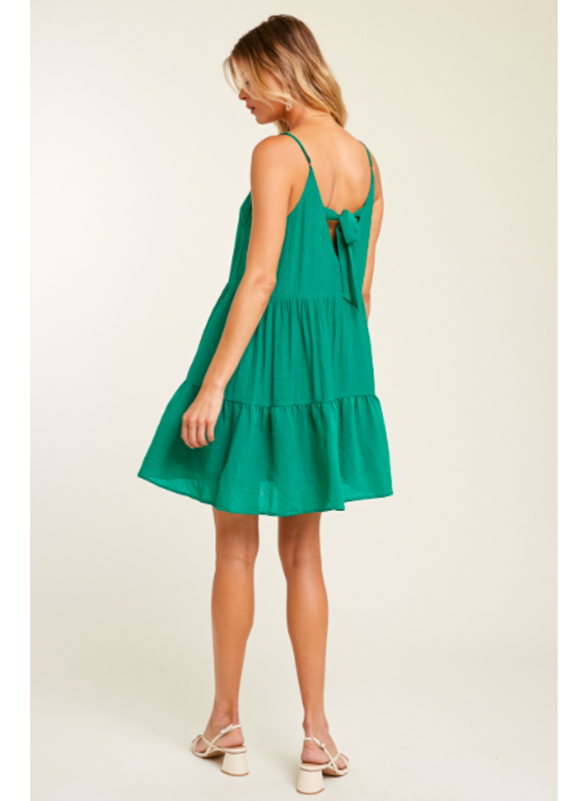 Tiered Mini Dress w/ Tie Back by Wishlist - Kelly Green