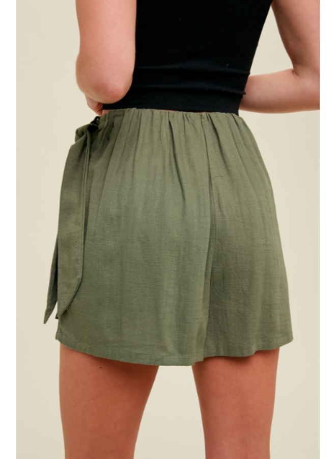 Side Tie Mini Skort by Wishlist - Olive Green