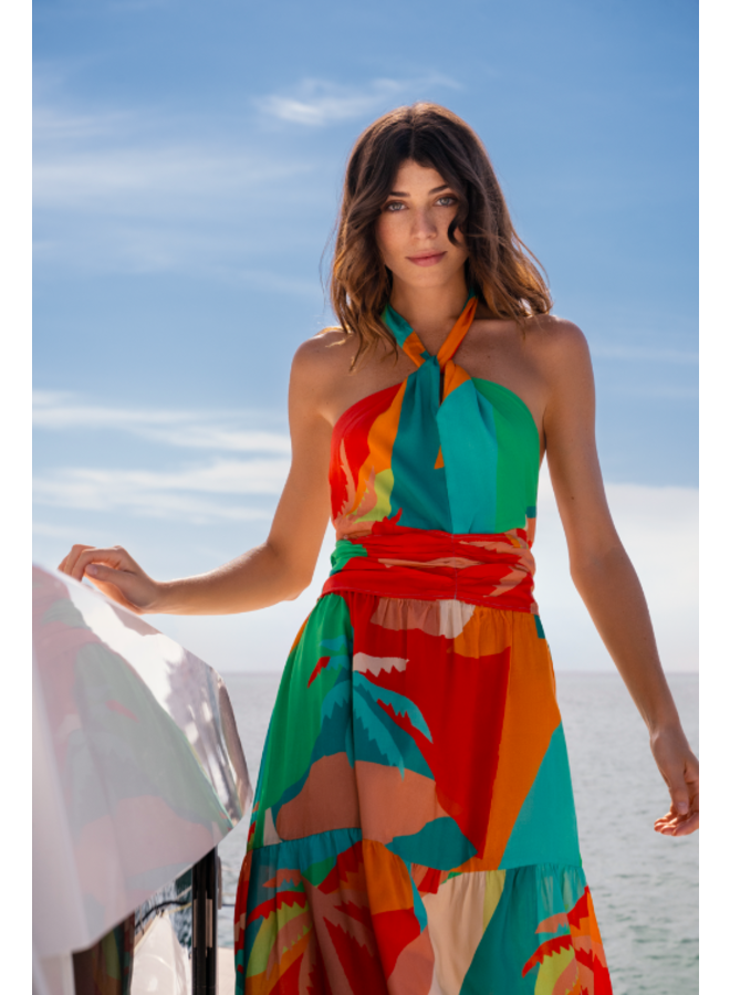 Hali Maxi Dress - Colorblock Palms