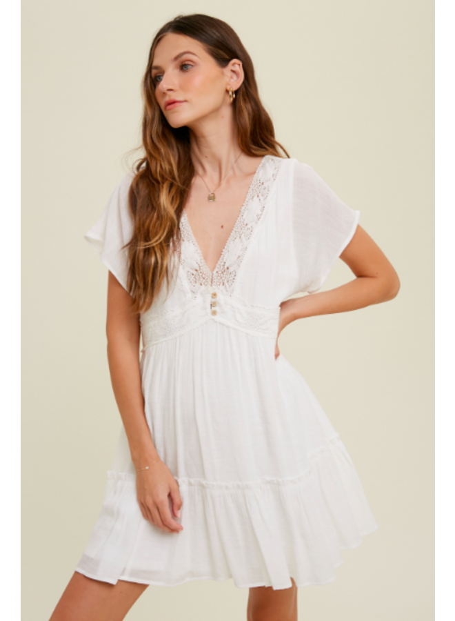 Strapless Twist Front Short Dress - White - Miss Monroe Boutique