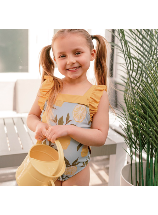 Ruffle Square Neck Swimsuit  by Milkbarn- Lemon