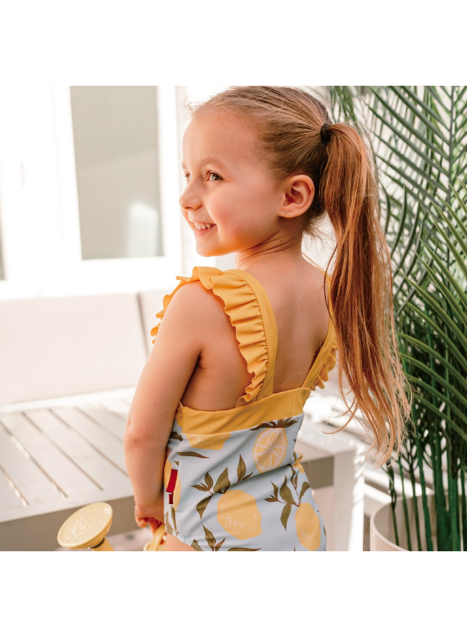 Ruffle Square Neck Swimsuit  by Milkbarn- Lemon