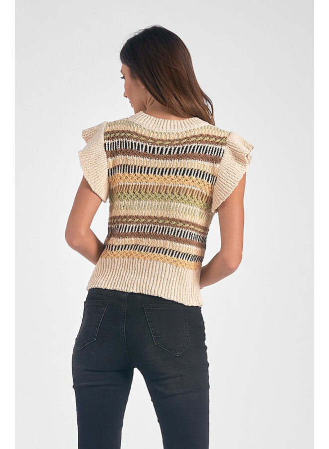 Knitted Sleeveless Jumper Tank Top in Multi