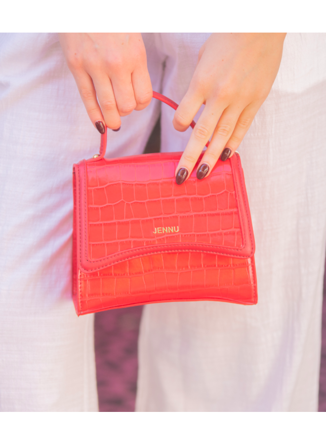 Red Crocodile Mini Crossbody w/ Handle