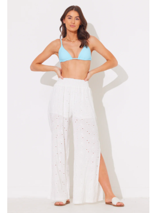 Eyelet Pants w Side Slits by Ocean Drive White Miss Monroe