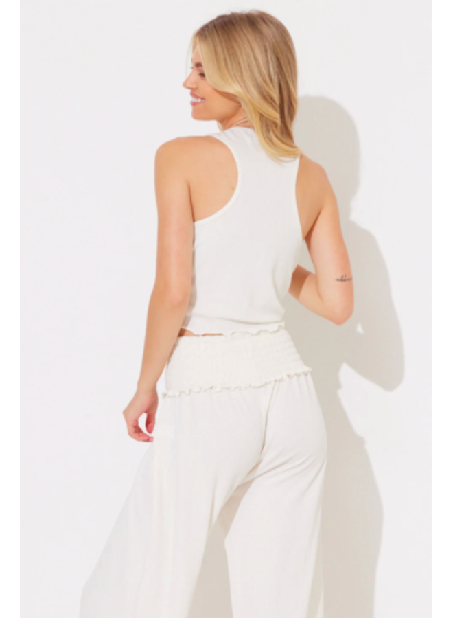 Ribbed Ruched Tank by Ocean Drive - Cloud White
