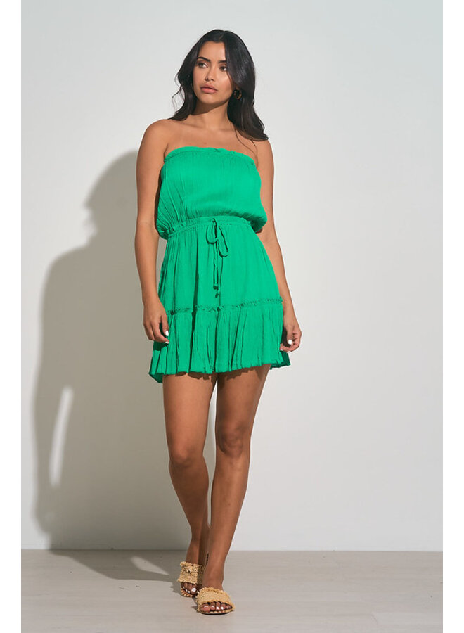 Strapless Gauze Dress by Elan - Kelly Green - Miss Monroe Boutique