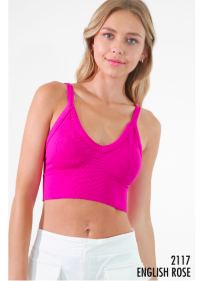 Ribbed V Neck Bra Top by NikiBiki - English Rose