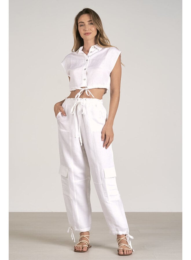 White Cargo Pants by Elan - White