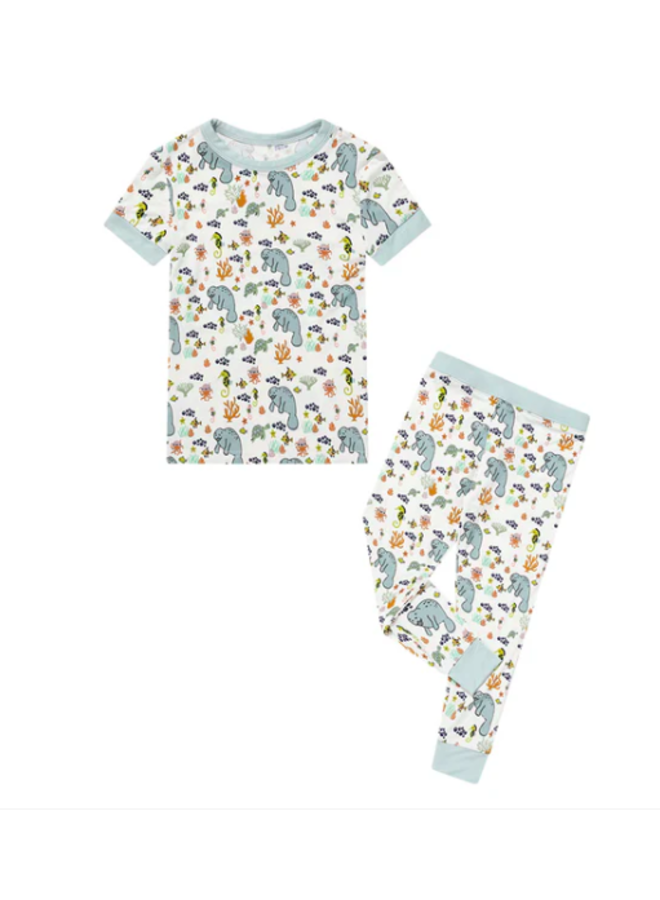 Toddler Bamboo Short Sleeve Pajama Set - Manatee - Emerson