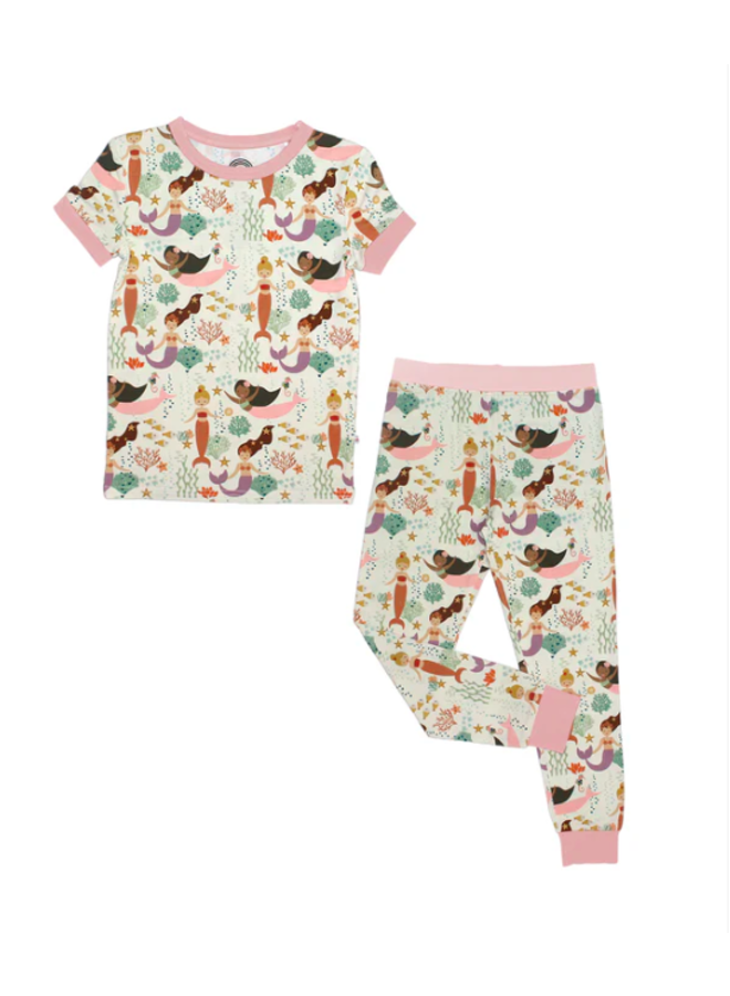 Toddler Bamboo Short Sleeve Pajama Set - Making Waves Mermaid - Emerson