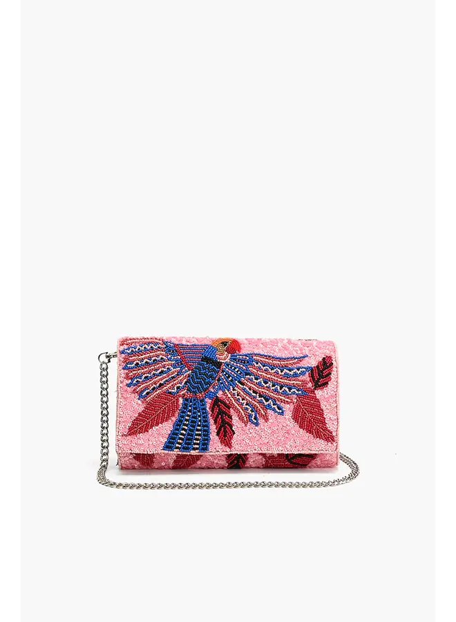 Parrot Palette Foilage Beaded Clutch Bag