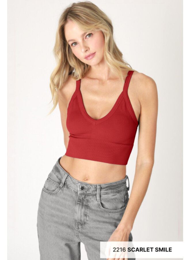 Ribbed V Neck Bra Top by NikiBiki  - Scarlet Smile