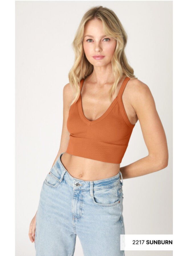 Ribbed V Neck Bra Top by NikiBiki  - Sunburn