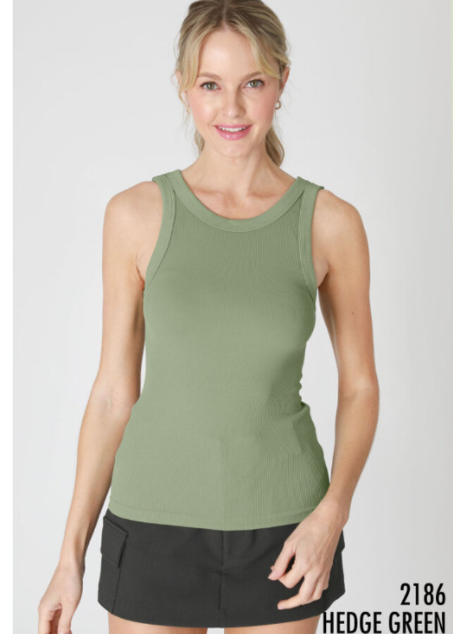 Ribbed Reversible Full Length Tank Top by NikiBiki - Hedge Green