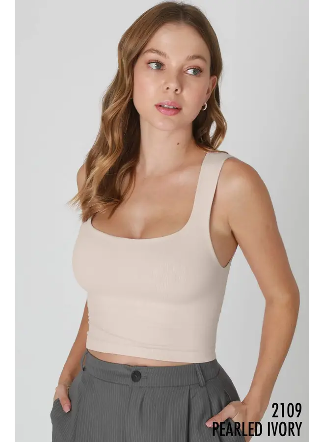 Clean Line Square Neck Crop Top by NikiBiki - Pearled Ivory