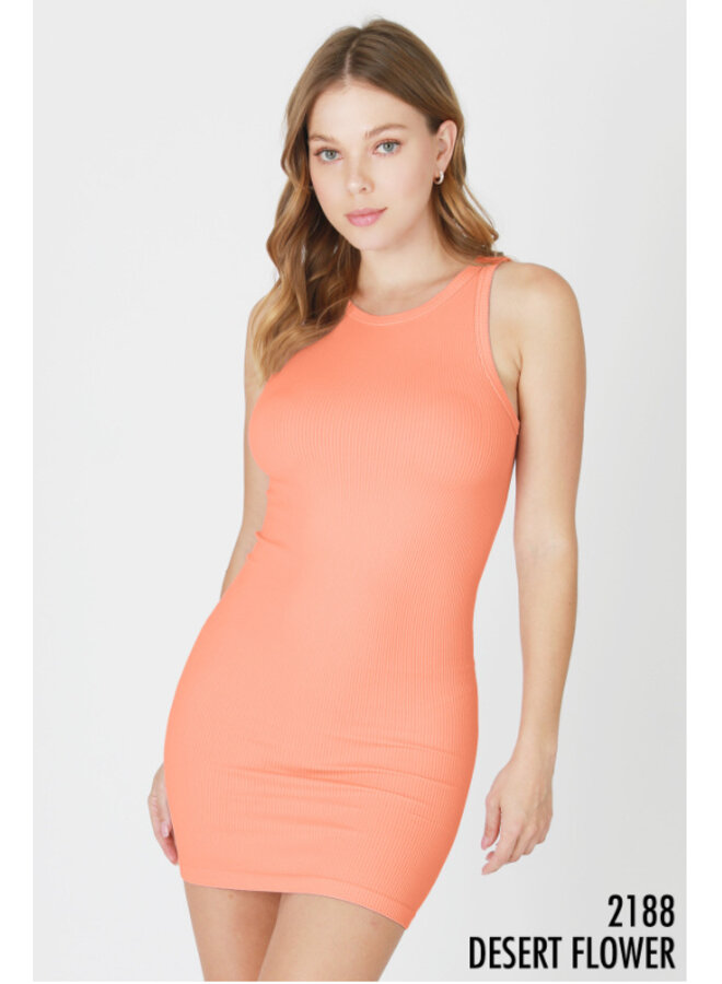 High Neck Ribbed Dress by NikiBiki - Desert Flower Orange