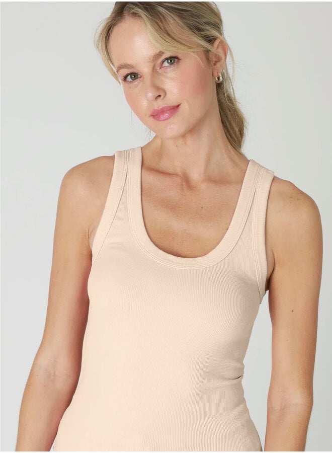 Ribbed Reversible Full Length Tank Top by NikiBiki - Pearled Ivory