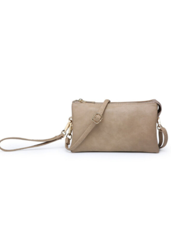 Riley Convertible Cross Body Purse, Wristlet or Clutch - Taupe