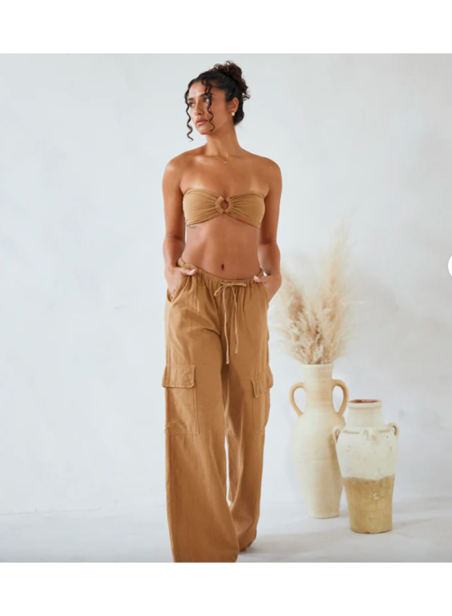 Oversized Cotton Cargo Pants - Mocha Brown