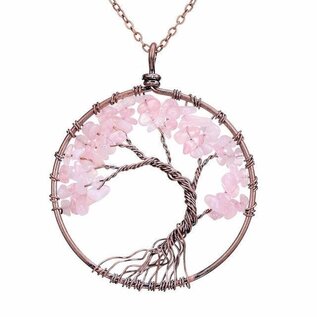 NOVELTY TREE OF LIFE GEMSTONE NECKLACE 17.5"