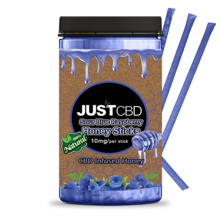 JUST CBD CBD HONEY STICKS - SOUR BLUE RASPBERRY - 60PK CARTON