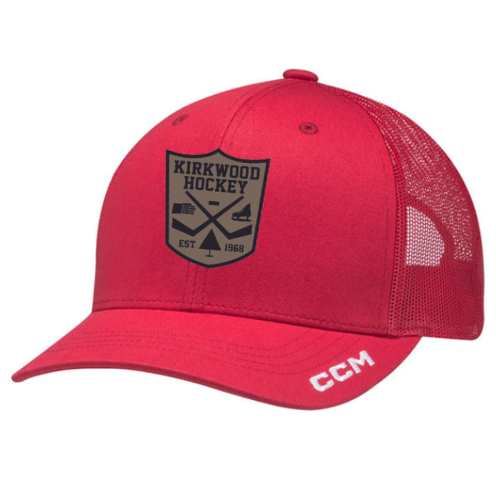 CCM *SALE ITEM* Kirkwood CCM Trucker Hat (Shield Leather Patch) SENIOR Red