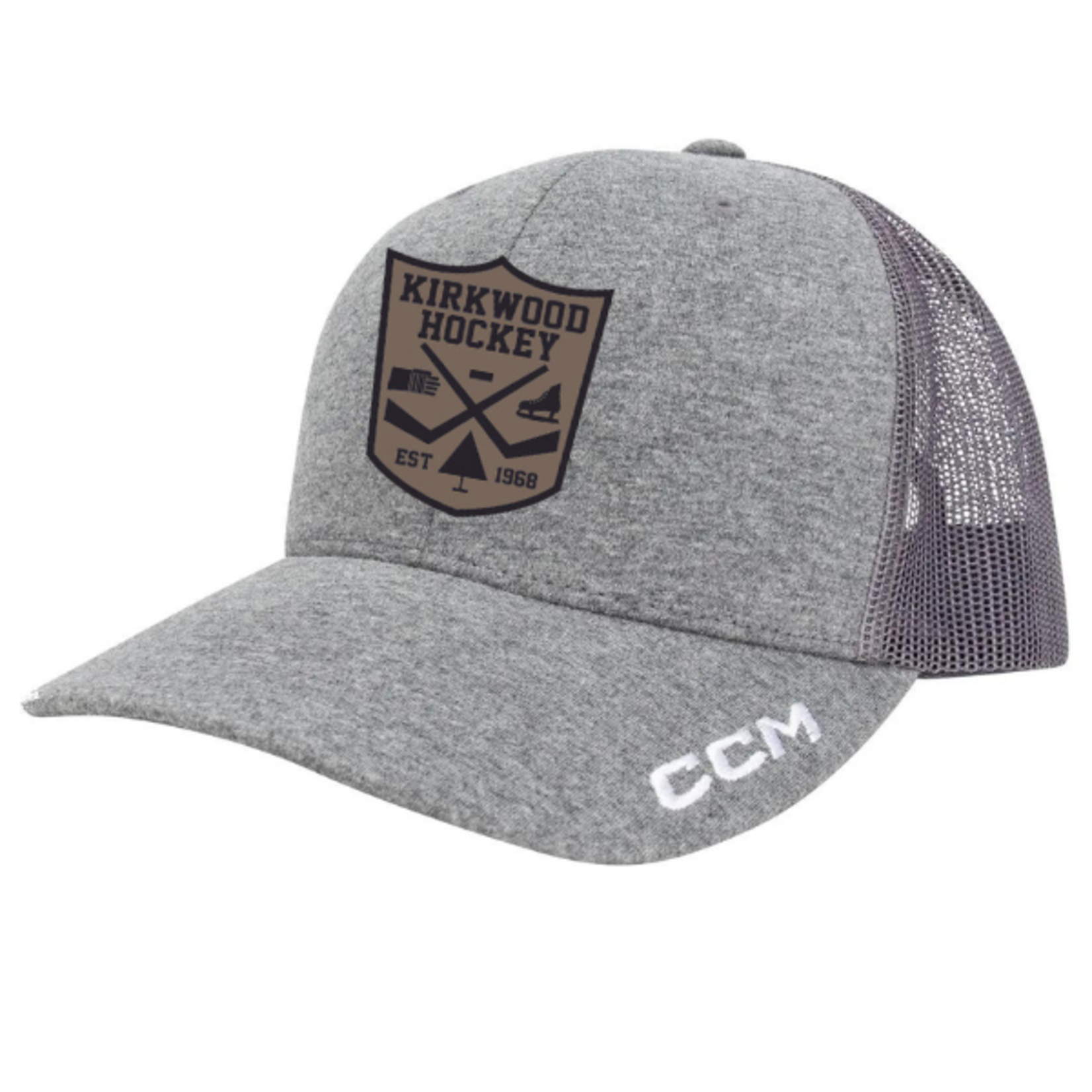 CCM Kirkwood CCM Trucker Hat (Shield Leather Patch) YOUTH Grey