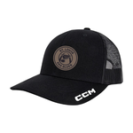 CCM AAA Blues CCM Leather Patch Trucker Hat (BLACK) SENIOR